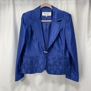 Women's Royal Blue Embellished Jacket in the Maxie Klein Collection NY Sz12